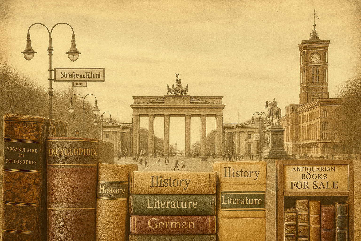 Berlin Online Buchhandlung – Brandenburger Tor mit Büchern